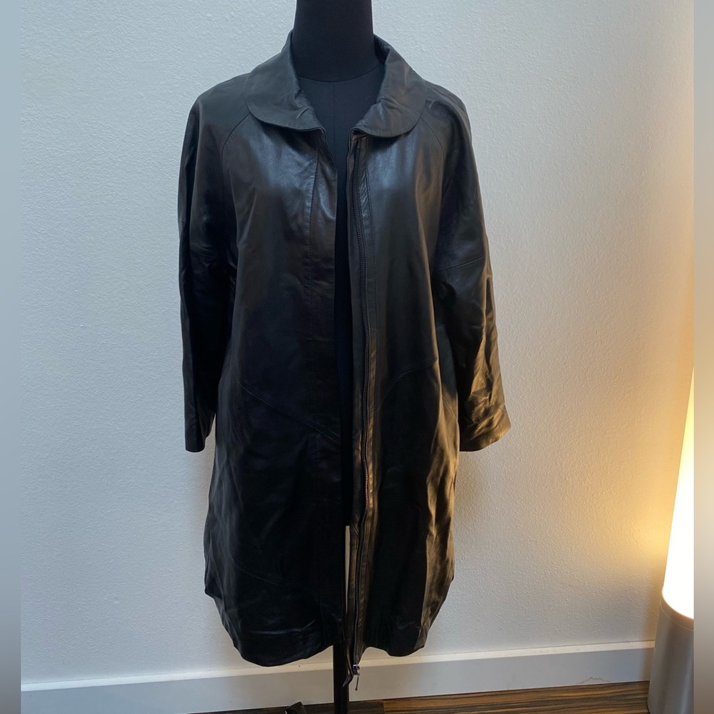 3/4 sleeve leather jacket from Korea